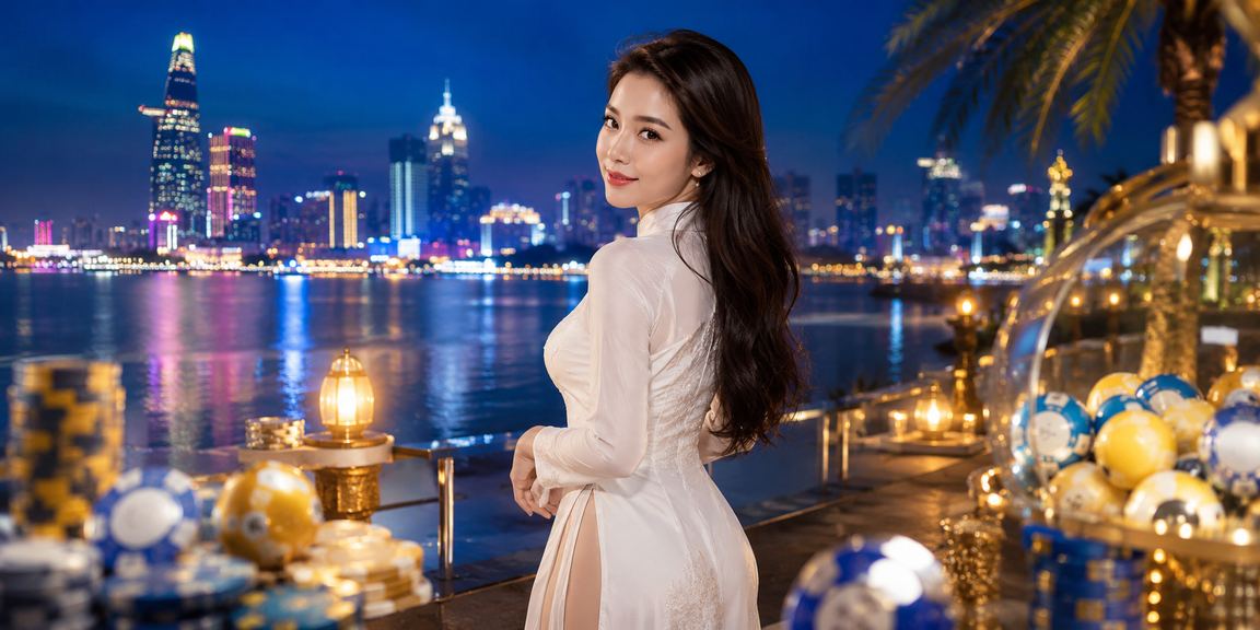 Phụ nữ mặc áo dài tại Hồ Chí Minh kiểm tra kết quả xổ số và tiền thưởng trên điện thoại